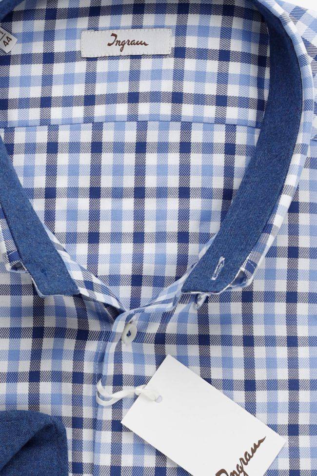 ingram Hemd Herren Ingram Regular Karo 100% Baumwolle kragen Französisch Lange Ärmel