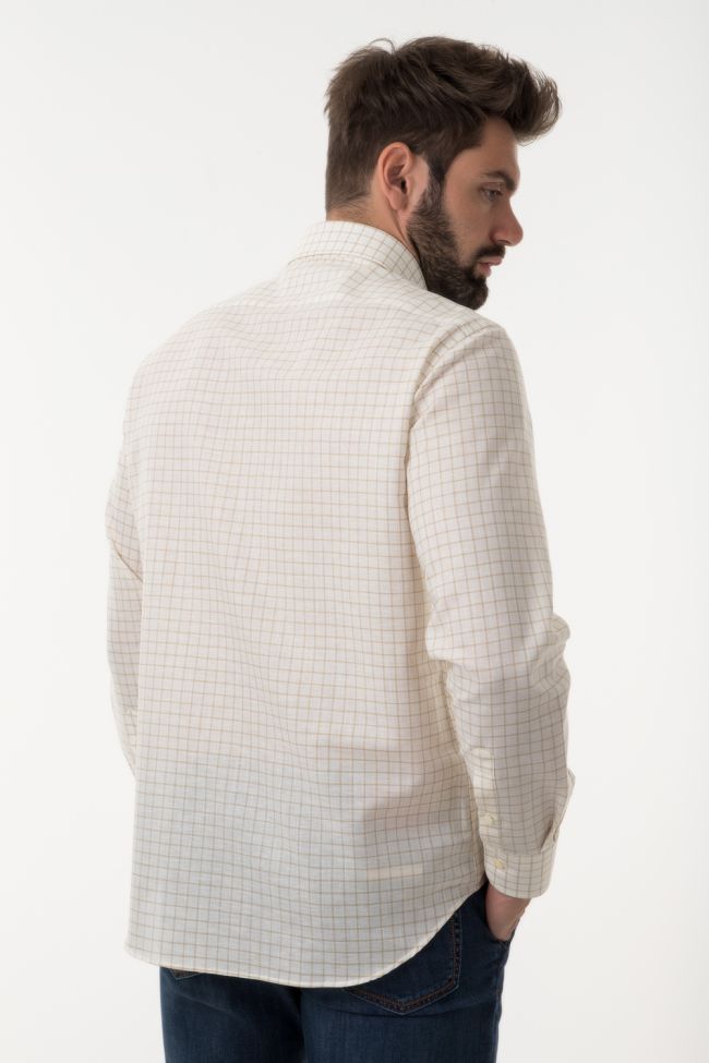 Ingram Hemd Herren Ingram Regular Karo 80% Baumwolle 20% Leinen Kragen Button-Down Lange Ärmel