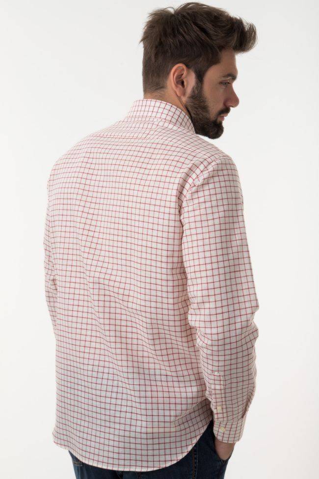 Ingram Hemd Herren Ingram Regular Karo 80% Baumwolle 20% Leinen Kragen Button-Down Lange Ärmel