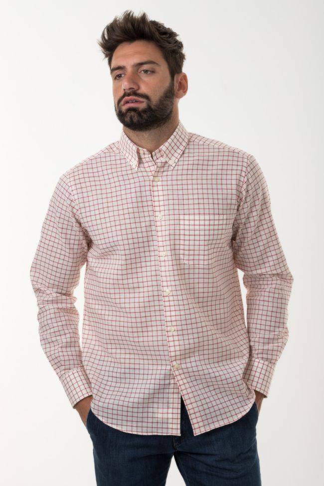 Ingram Hemd Herren Ingram Regular Karo 80% Baumwolle 20% Leinen Kragen Button-Down Lange Ärmel