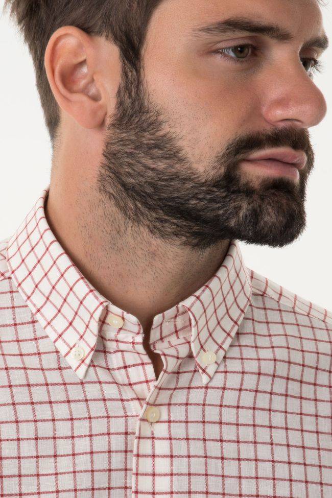 Ingram Hemd Herren Ingram Regular Karo 80% Baumwolle 20% Leinen Kragen Button-Down Lange Ärmel