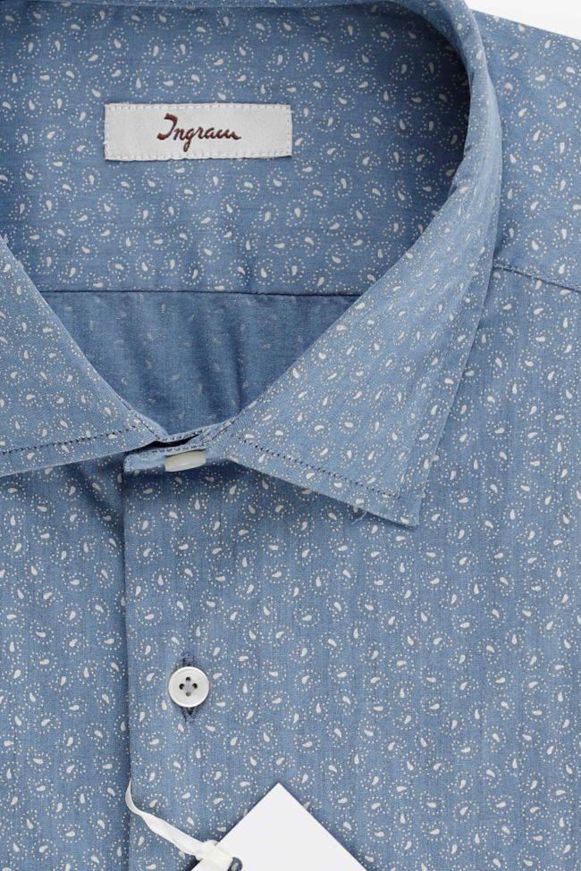 Ingram Hemd Herren Ingram Regular Muster 72% Baumwolle 3% Elastan 25% Pa Kragen Italienisch Lange Ärmel