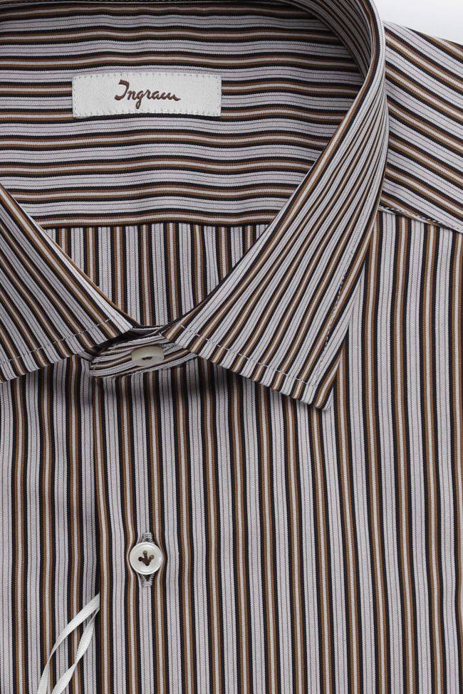 Ingram Hemd Herren Ingram Regular Streifen 100% Baumwolle Kragen Französisch Lange Ärmel