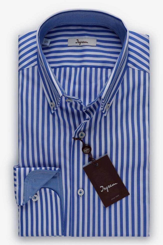 ingram Hemd Herren Ingram Regular Streifen 100% Baumwolle kragen Button-Down Lange Ärmel