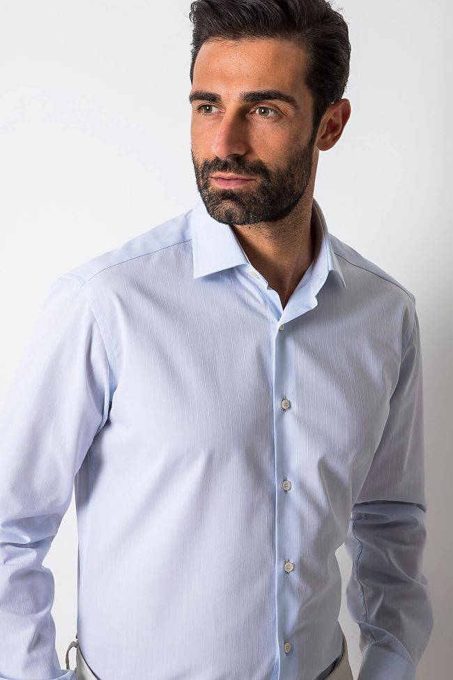 Ingram Hemd Herren Ingram Regular Streifen 100% Baumwolle Kragen Italienisch Lange Ärmel