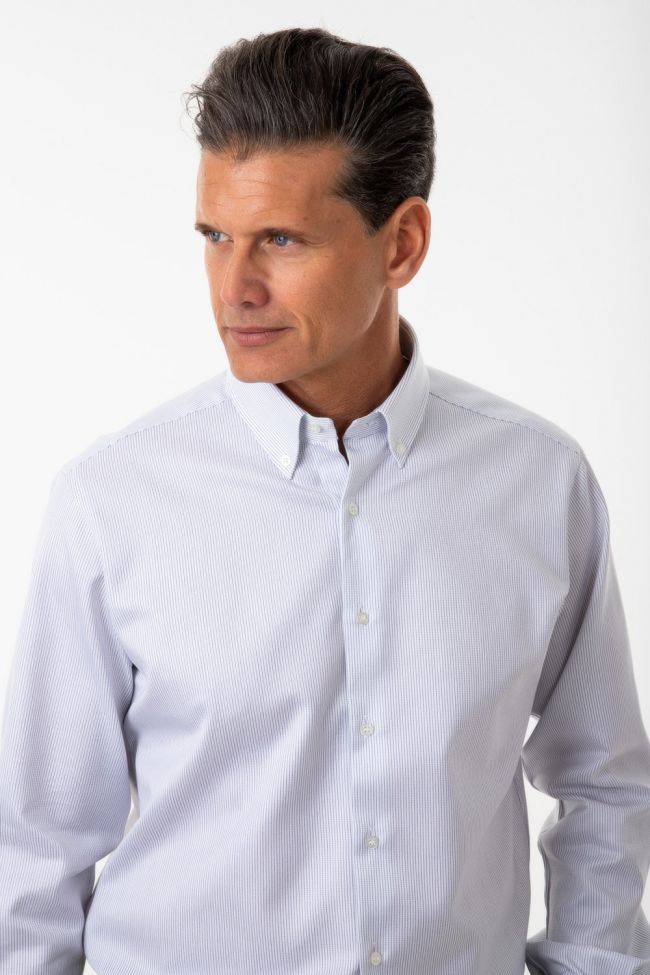 Ingram Hemd Herren Ingram Regular Streifen 100% Baumwolle Kragen Button-Down Lange Ärmel