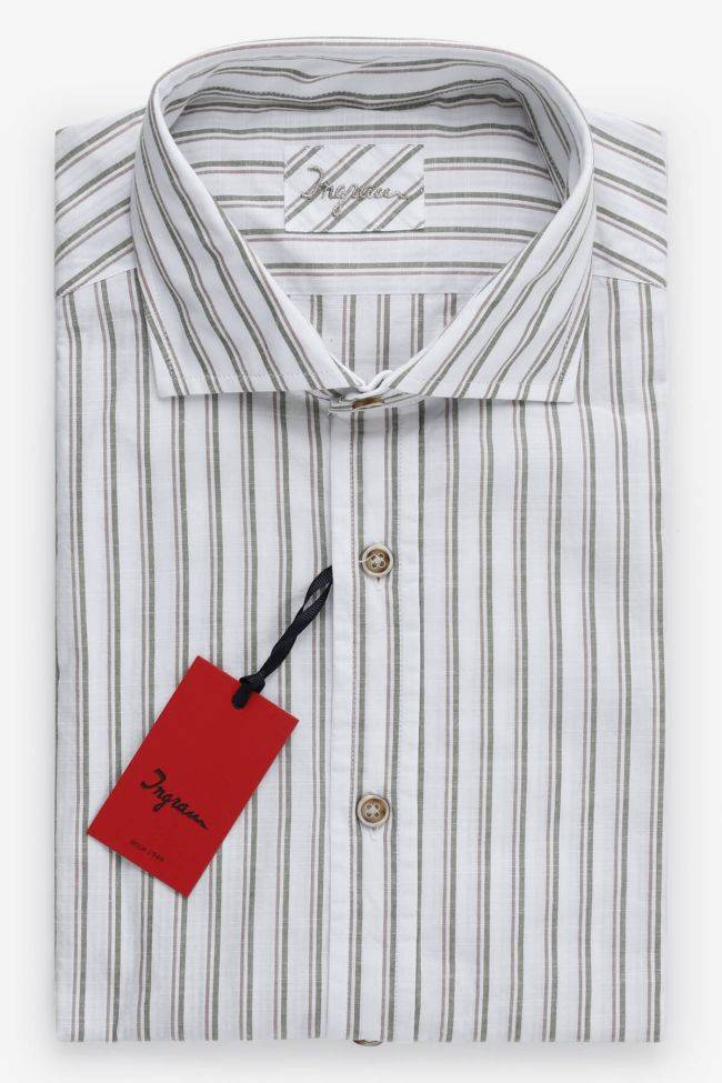 ingram Hemd Herren Ingram Regular Streifen 100% Baumwolle kragen Französisch Lange Ärmel
