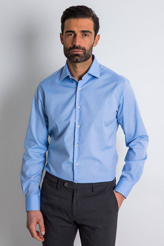 Ingram Hemd Herren Ingram Slim Bügelfreie Einfarbig 100% Baumwolle Kragen Italienisch Lange Ärmel