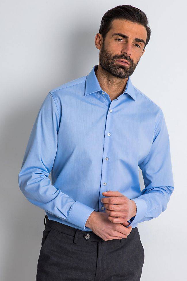 ingram Hemd Herren Ingram Slim Bügelfreie Einfarbig 100% Baumwolle kragen Italienisch Lange Ärmel