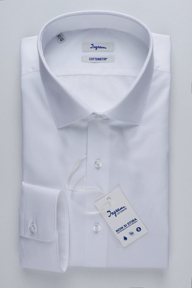 ingram Hemd Herren Ingram Slim Bügelfreie Einfarbig 100% Baumwolle kragen Italienisch Lange Ärmel