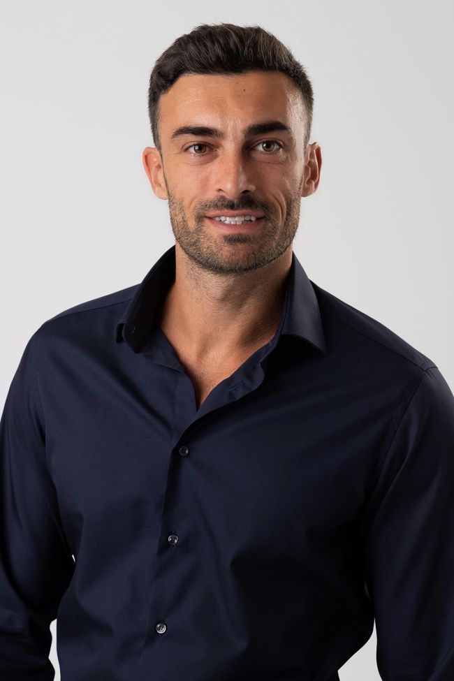 Ingram Hemd Herren Ingram Slim Bügelfreie Einfarbig 100% Baumwolle Kragen Italienisch Lange Ärmel