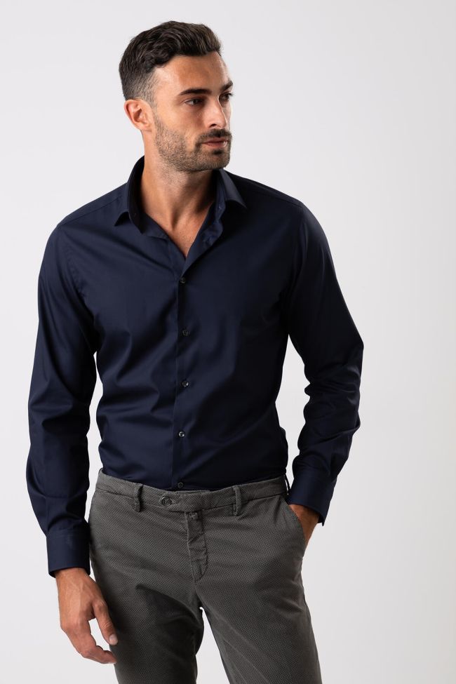 ingram Hemd Herren Ingram Slim Bügelfreie Einfarbig 100% Baumwolle kragen Italienisch Lange Ärmel