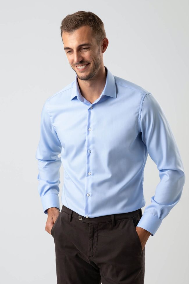 ingram Hemd Herren Ingram Slim Bügelfreie Einfarbig 100% Baumwolle kragen Italienisch Lange Ärmel