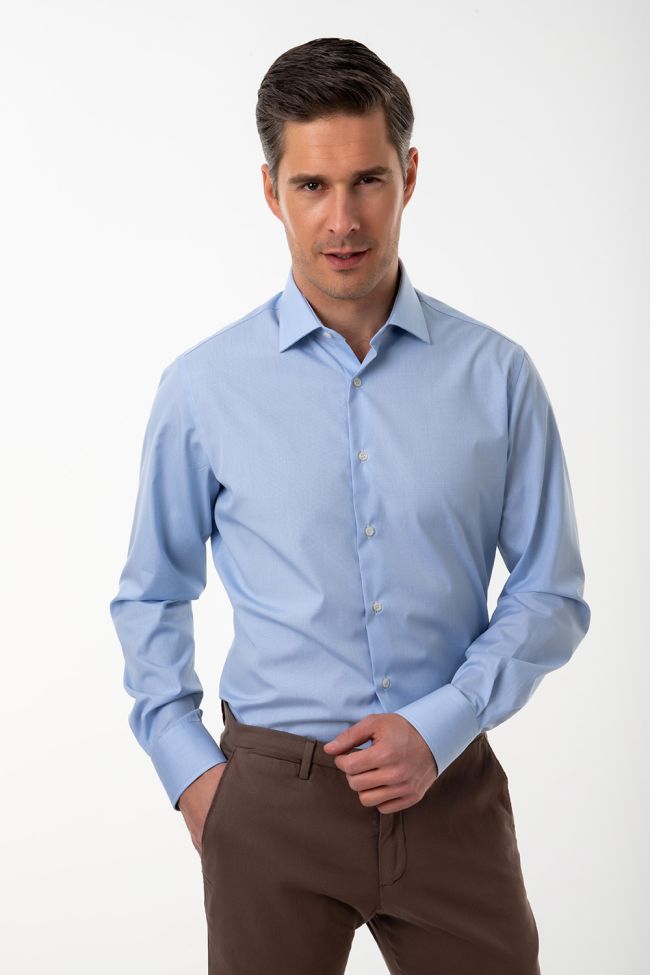 ingram Hemd Herren Ingram Slim Bügelfreie Einfarbig 100% Baumwolle kragen Italienisch Lange Ärmel