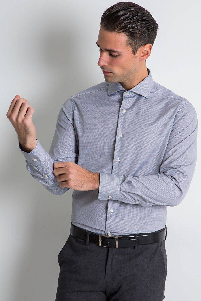 Ingram Hemd Herren Ingram Slim Bügelfreie Halb Unifarben 100% Baumwolle Kragen Französisch Lange Ärmel