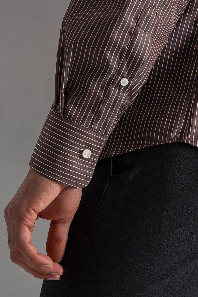 Ingram Hemd Herren Ingram Slim Bügelfreie Streifen 100% Baumwolle Kragen Italienisch Lange Ärmel