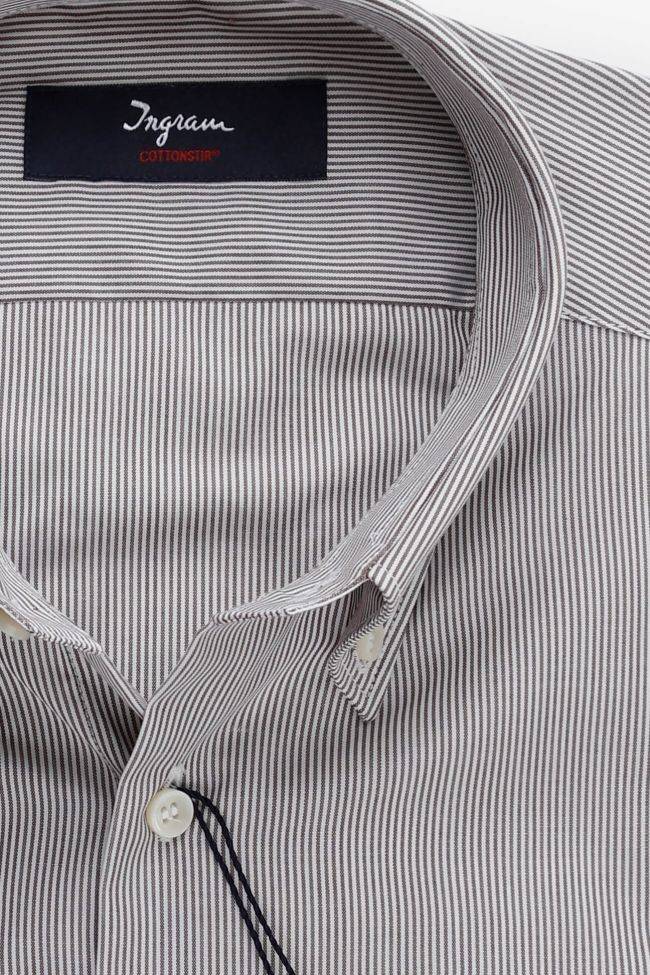Ingram Hemd Herren Ingram Slim Bügelfreie Streifen 100% Baumwolle Kragen Button-Down Lange Ärmel