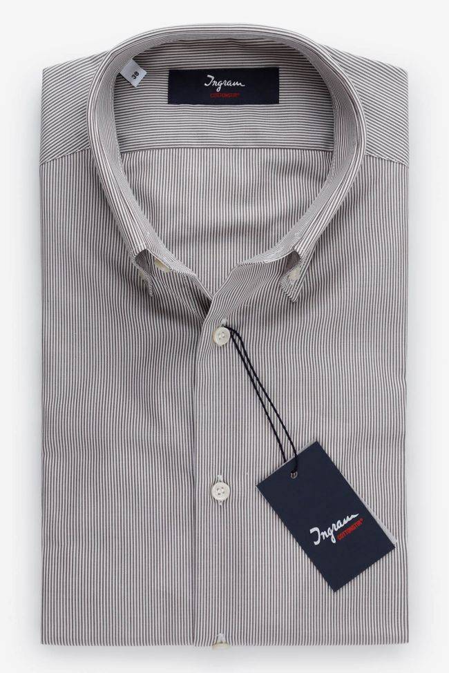 ingram Hemd Herren Ingram Slim Bügelfreie Streifen 100% Baumwolle kragen Button-Down Lange Ärmel