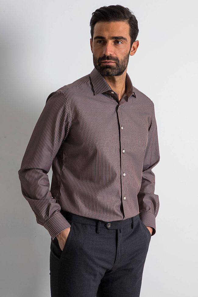 ingram Hemd Herren Ingram Slim Bügelfreie Streifen 100% Baumwolle kragen Italienisch Lange Ärmel