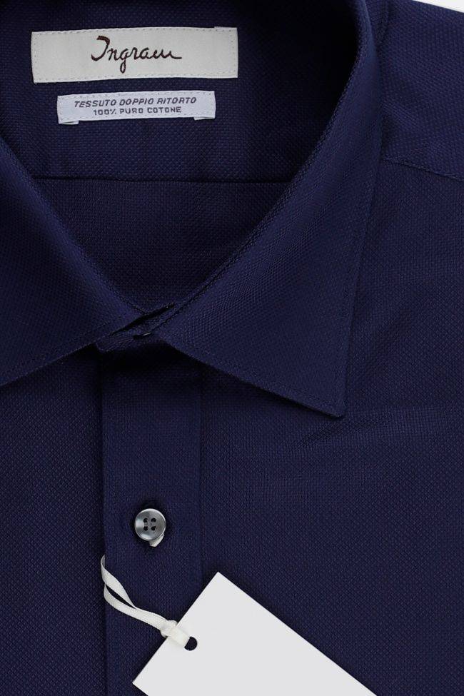 Ingram Hemd Herren Ingram Slim Einfarbig 100% Baumwolle Kragen Italienisch Lange Ärmel