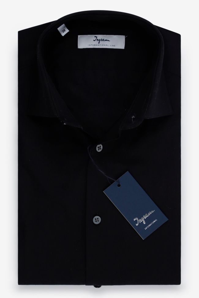 ingram Hemd Herren Ingram Slim Einfarbig 100% Baumwolle kragen Italienisch Lange Ärmel