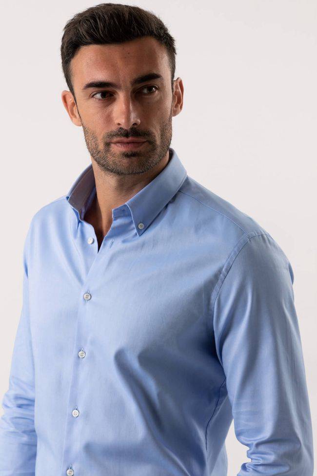 Ingram Hemd Herren Ingram Slim Einfarbig 100% Baumwolle Kragen Button-Down Lange Ärmel