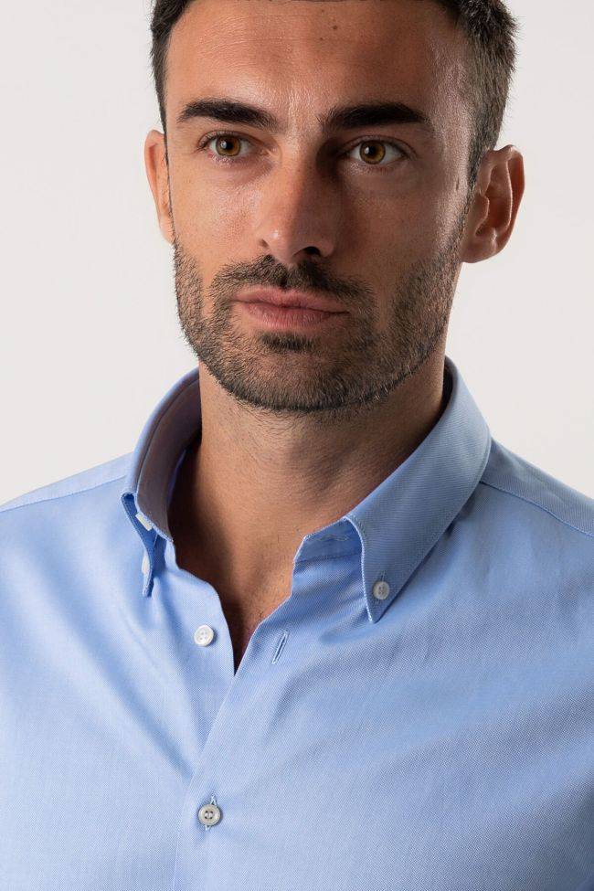 Ingram Hemd Herren Ingram Slim Einfarbig 100% Baumwolle Kragen Button-Down Lange Ärmel