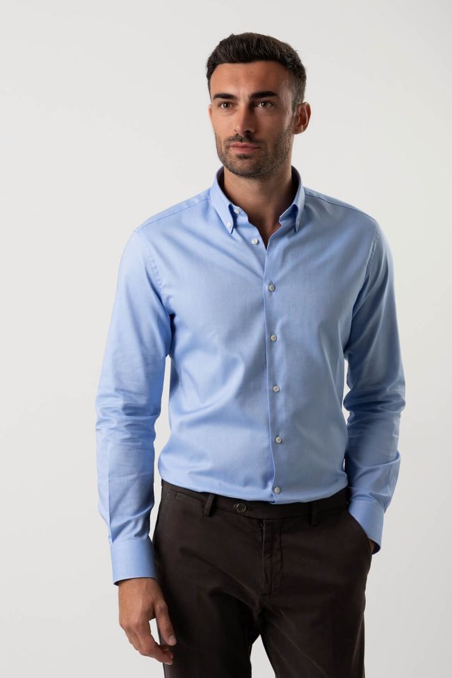 ingram Hemd Herren Ingram Slim Einfarbig 100% Baumwolle kragen Button-Down Lange Ärmel