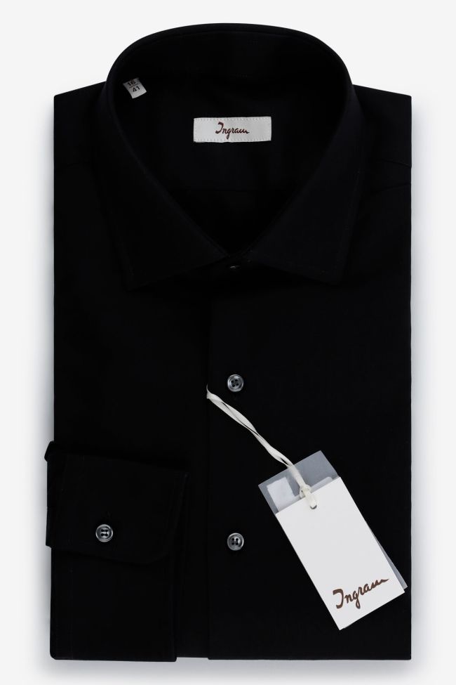 ingram Hemd Herren Ingram Slim Einfarbig 100% Baumwolle kragen Französisch Lange Ärmel