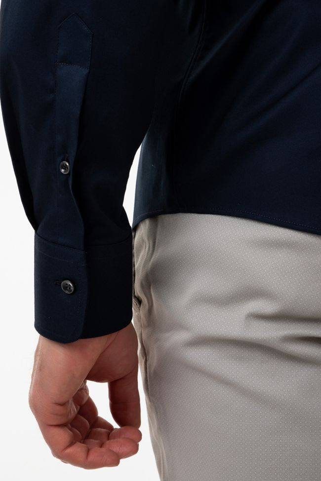 Ingram Hemd Herren Ingram Slim Einfarbig 100% Baumwolle Kragen Italienisch Lange Ärmel