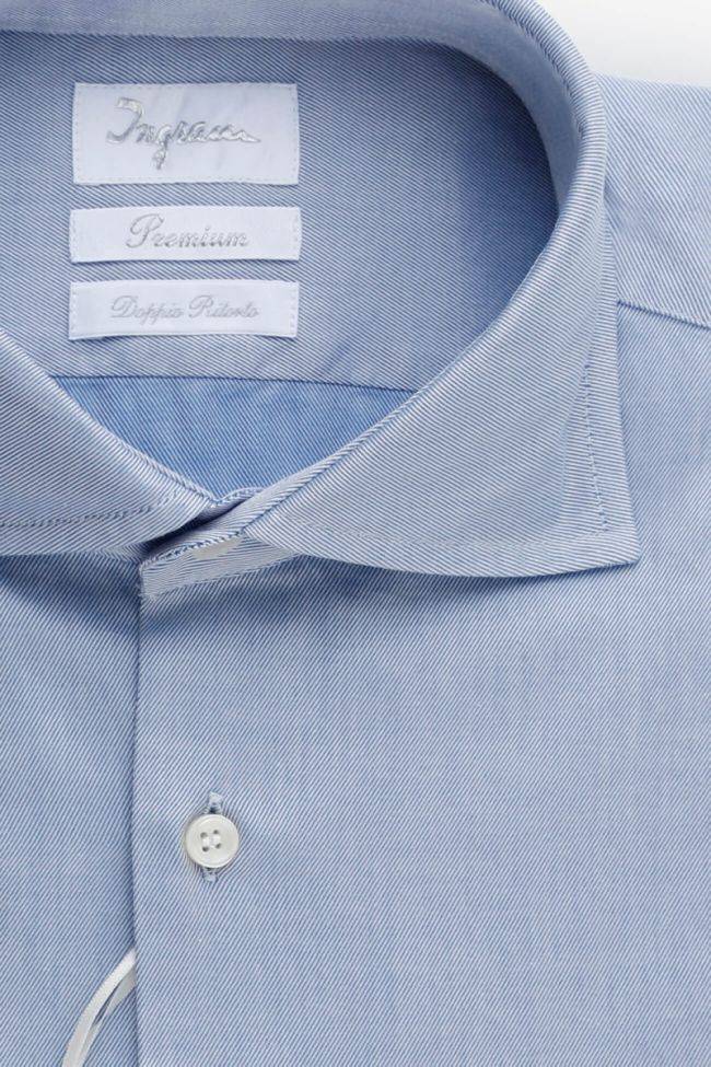 Ingram Hemd Herren Ingram Slim Einfarbig 100% Baumwolle Kragen Französisch Lange Ärmel