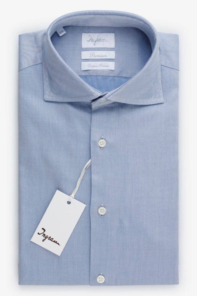 ingram Hemd Herren Ingram Slim Einfarbig 100% Baumwolle kragen Französisch Lange Ärmel