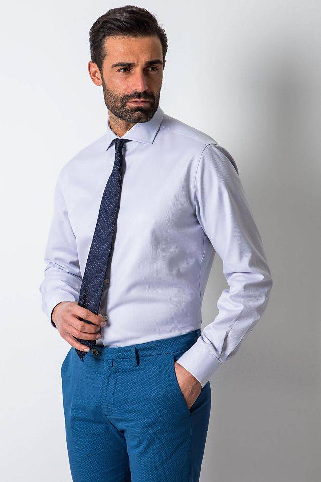 Ingram Hemd Herren Ingram Slim Einfarbig 100% Baumwolle Kragen Französisch Lange Ärmel