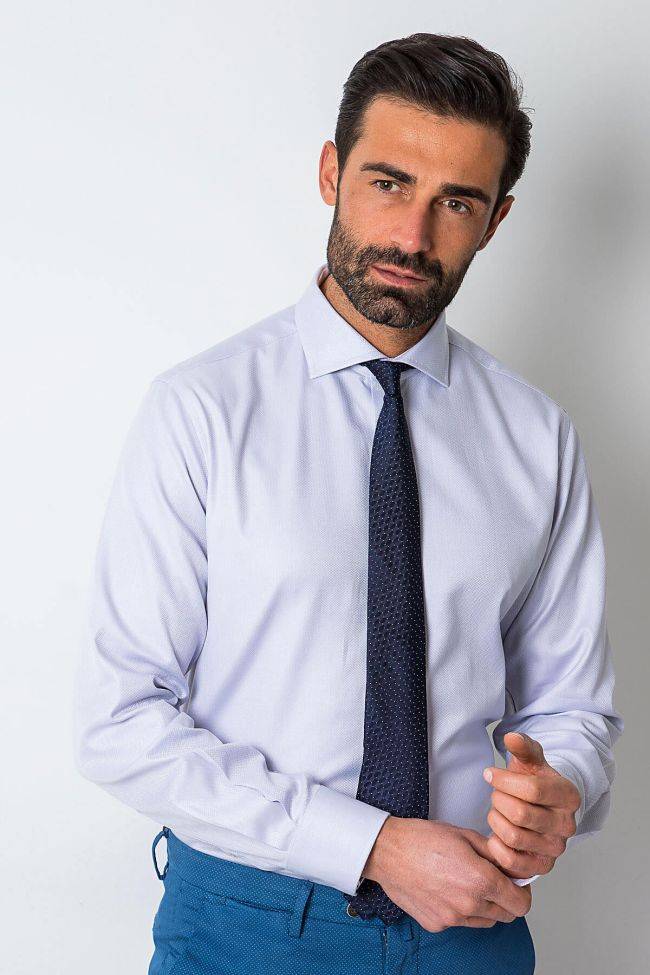 Ingram Hemd Herren Ingram Slim Einfarbig 100% Baumwolle Kragen Französisch Lange Ärmel