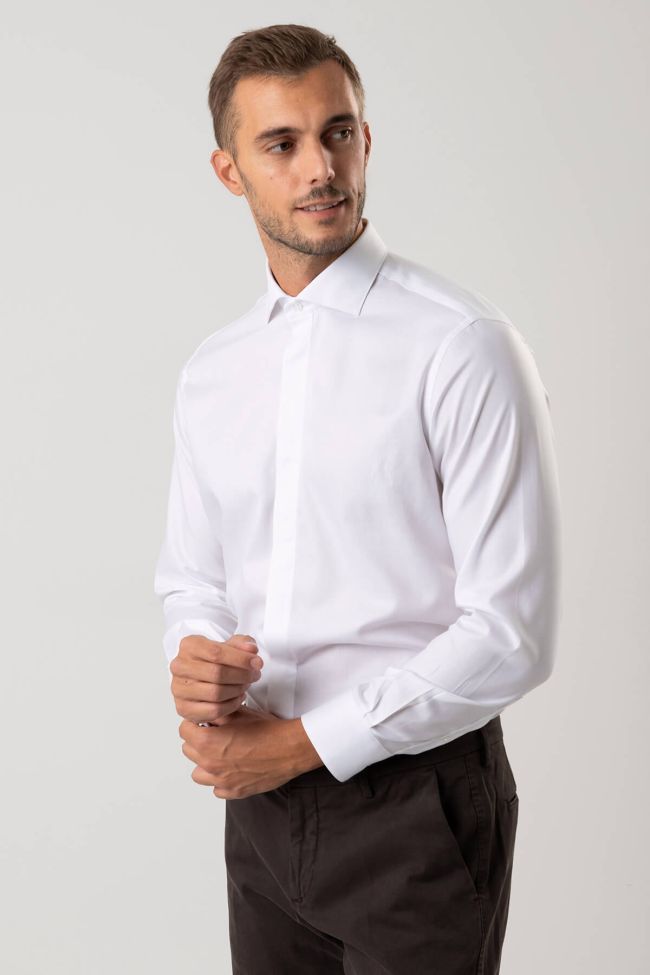 Ingram Hemd Herren Ingram Slim Einfarbig 100% Baumwolle Kragen Französisch Lange Ärmel