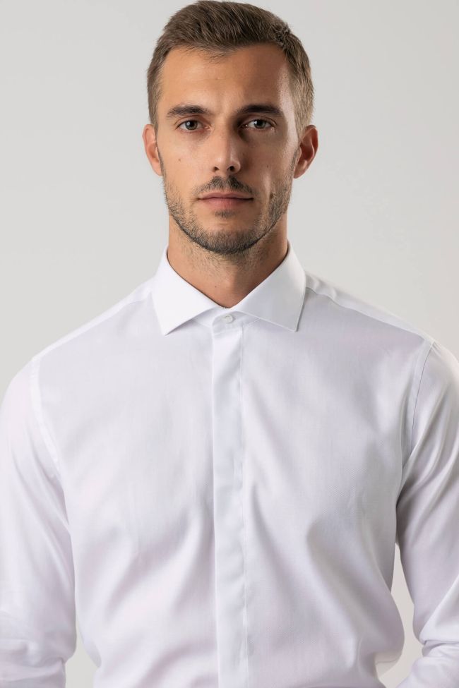 ingram Hemd Herren Ingram Slim Einfarbig 100% Baumwolle kragen Französisch Lange Ärmel