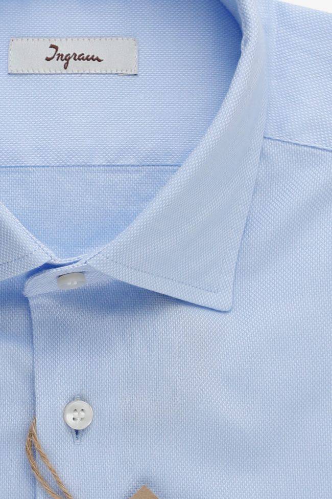 Ingram Hemd Herren Ingram Slim Einfarbig 100% Baumwolle Kragen Italienisch Lange Ärmel