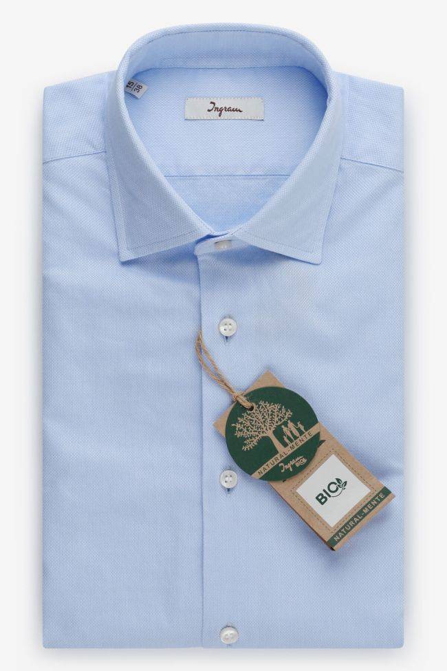 ingram Hemd Herren Ingram Slim Einfarbig 100% Baumwolle kragen Italienisch Lange Ärmel