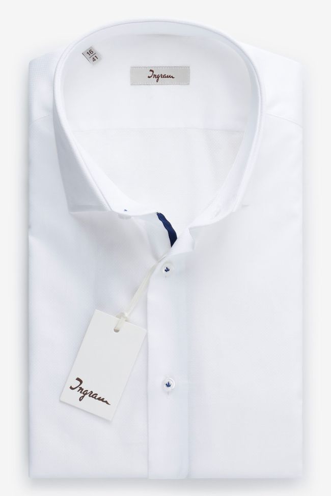ingram Hemd Herren Ingram Slim Einfarbig 100% Baumwolle kragen Italienisch Lange Ärmel