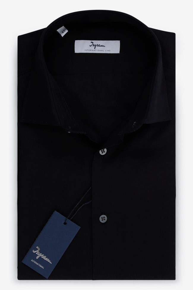 ingram Hemd Herren Ingram Slim Einfarbig 100% Baumwolle kragen Italienisch Lange Ärmel