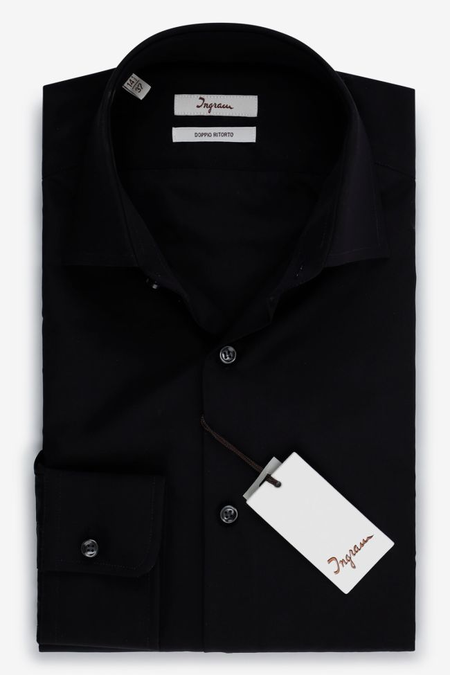 ingram Hemd Herren Ingram Slim Einfarbig 100% Baumwolle kragen Italienisch Lange Ärmel