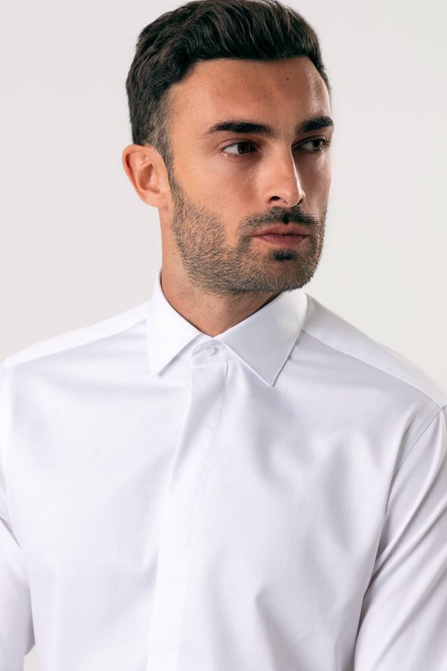 Ingram Hemd Herren Ingram Slim Einfarbig 100% Baumwolle Kragen Italienisch Lange Ärmel