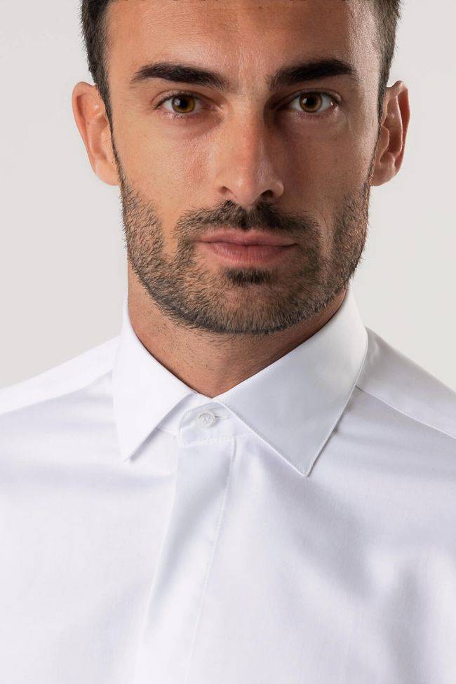 Ingram Hemd Herren Ingram Slim Einfarbig 100% Baumwolle Kragen Italienisch Lange Ärmel