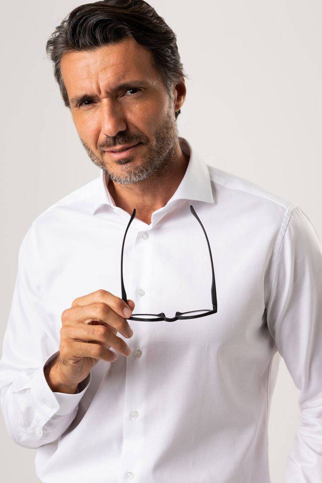 Ingram Hemd Herren Ingram Slim Einfarbig 100% Baumwolle Kragen Französisch Lange Ärmel