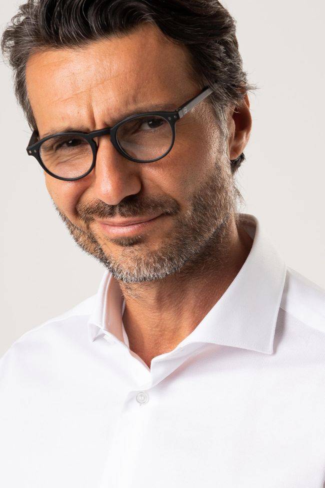 Ingram Hemd Herren Ingram Slim Einfarbig 100% Baumwolle Kragen Französisch Lange Ärmel