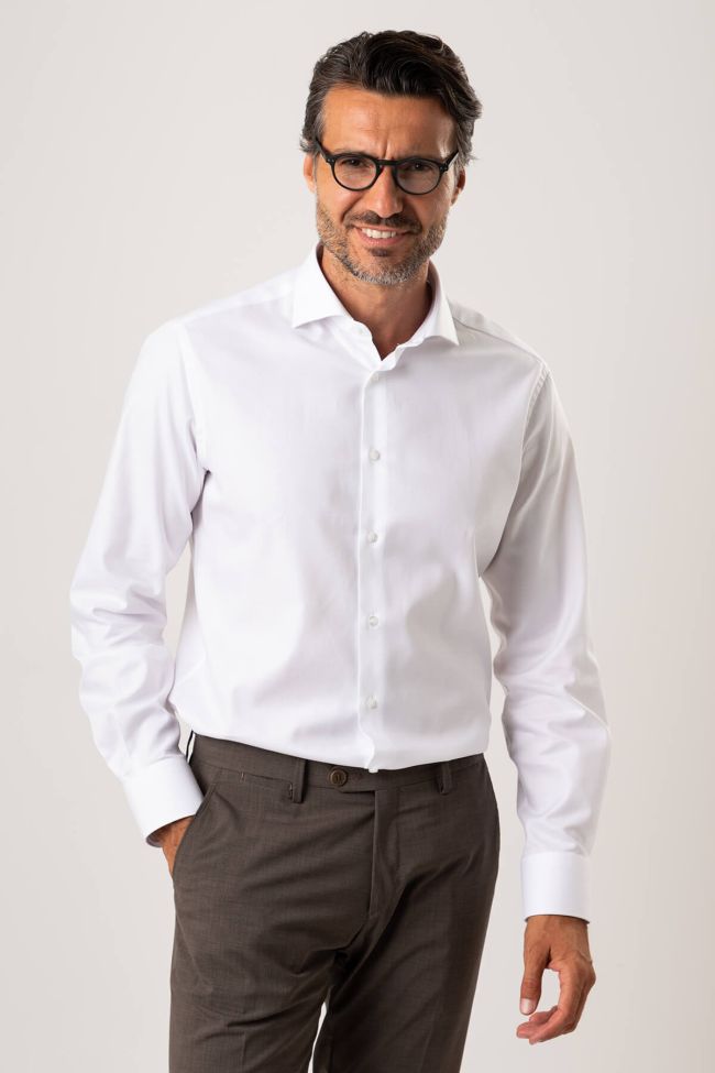 ingram Hemd Herren Ingram Slim Einfarbig 100% Baumwolle kragen Französisch Lange Ärmel