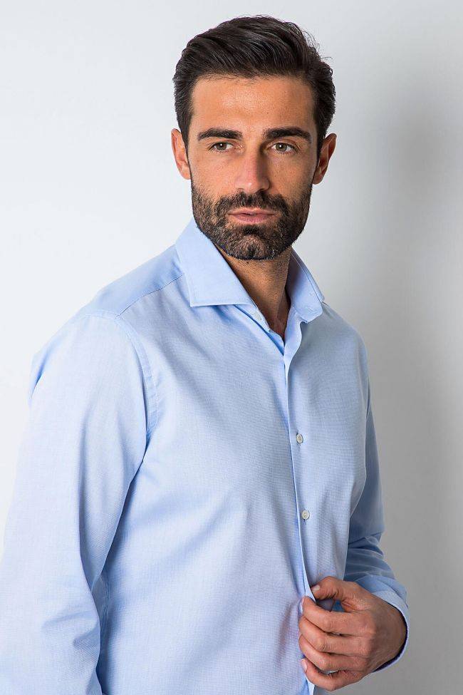 Ingram Hemd Herren Ingram Slim Einfarbig 100% Baumwolle Kragen Französisch Lange Ärmel