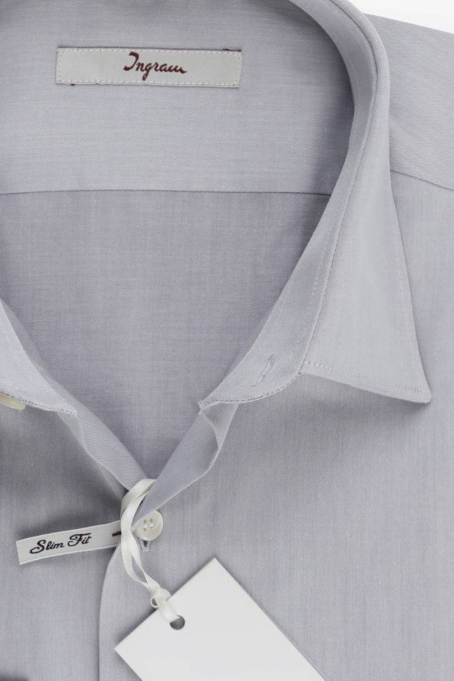 Ingram Hemd Herren Ingram Slim Einfarbig 100% Baumwolle Kragen Italienisch Lange Ärmel