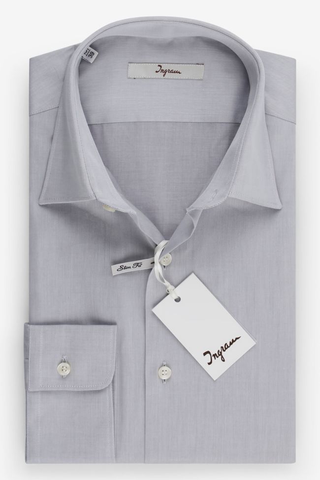 ingram Hemd Herren Ingram Slim Einfarbig 100% Baumwolle kragen Italienisch Lange Ärmel