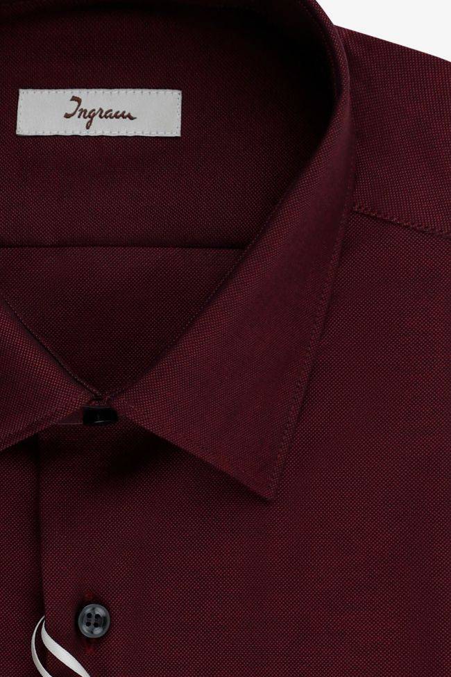 Ingram Hemd Herren Ingram Slim Einfarbig 100% Baumwolle Kragen Italienisch Lange Ärmel